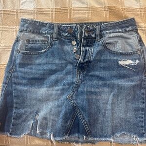 American Eagle Ripped Jean Mini Skirt